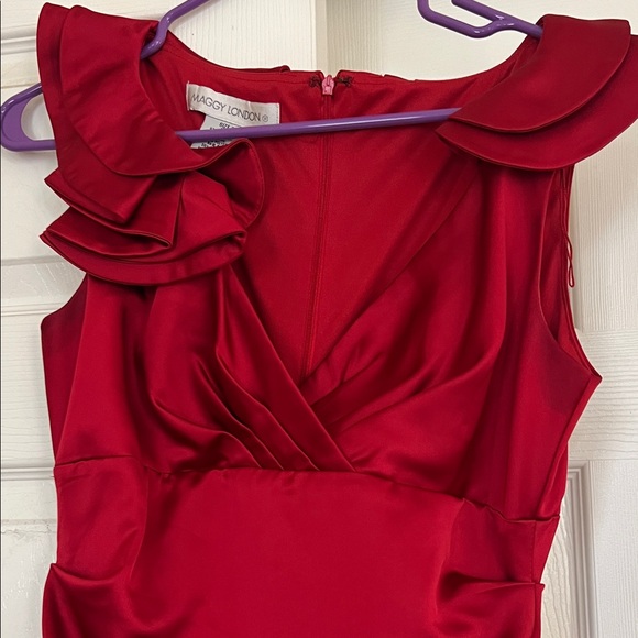 Maggy London Asymmetrical Red Dress - Picture 2 of 2